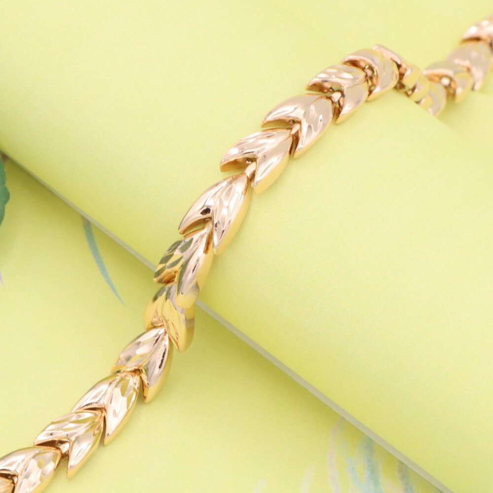 "Leaf Link Design Rose Gold Bracelet in High Quality Gold Plated Brass, XPBL1153